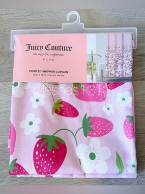 JUICY COUTURE Shower Curtain - Pink with Strawberry and Flowers